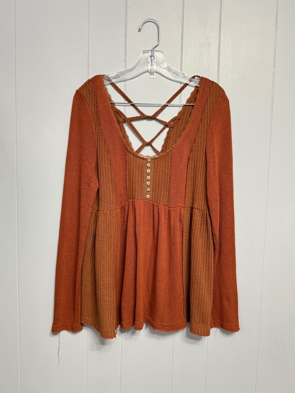 #15)  Scoop-Neck Textured Tunic Top in Rust